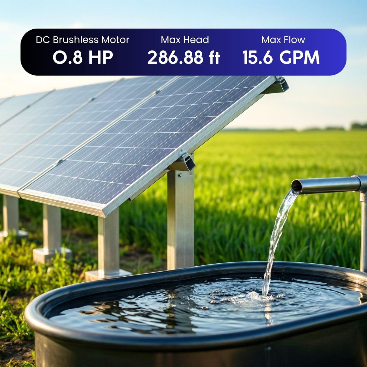 1.61hp solar power water fountain pump