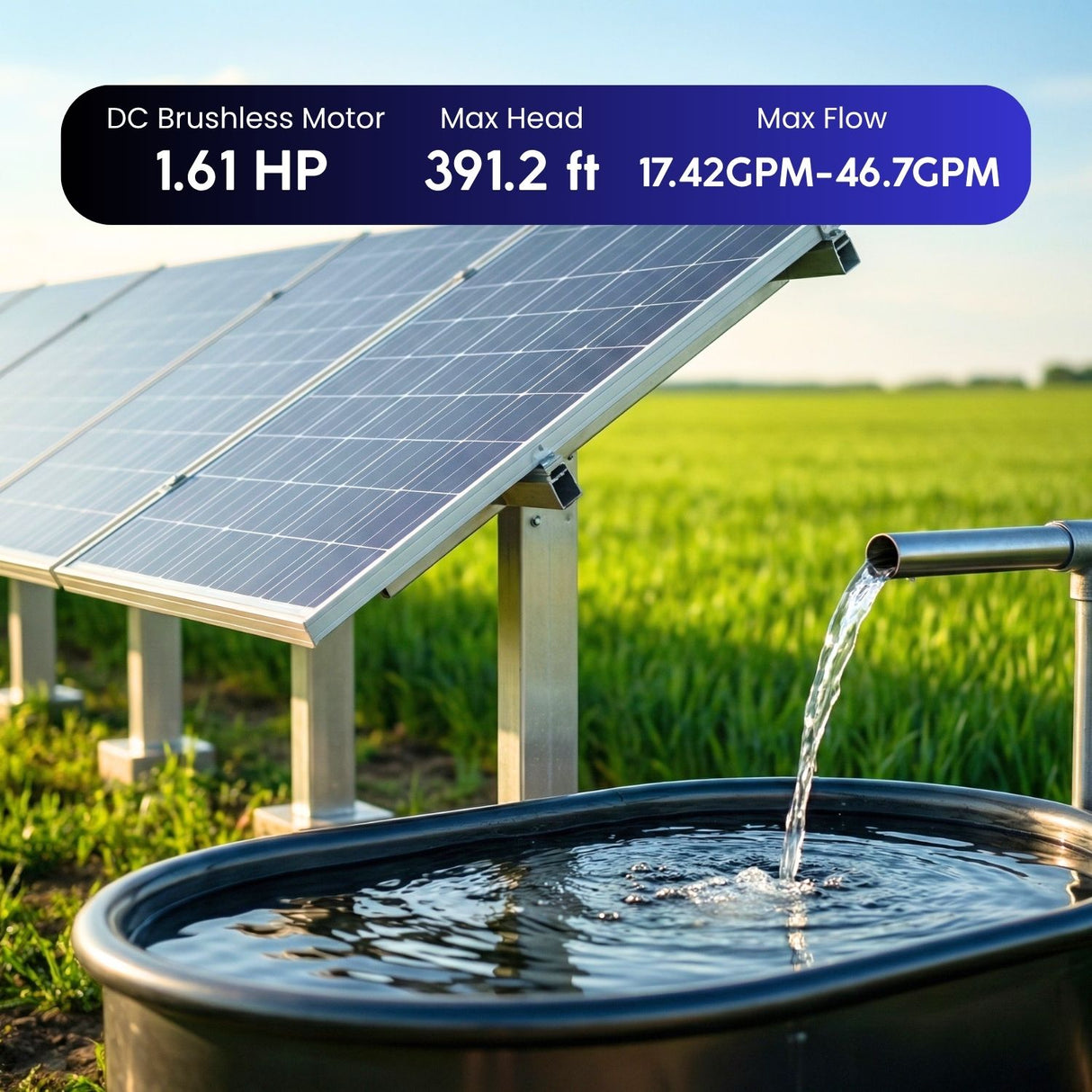 Rocksolar 1.61HP Hybrid Solar DC/AC Submersible Pump