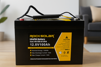 Batería de litio de ciclo profundo ROCKSOLAR de 12,8 V y 100 Ah (LIFEPO4)