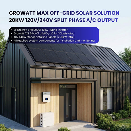 Growatt Max Off-Grid Solar solution 20kW 120V/240V Split Phase A/C output