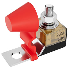 Kit de bloque de fusibles para terminales de batería, 200 A, 58 V, MRBF, con perno único de 5/16" (M8), fusible de batería apto para uso marino y tapa impermeable para barcos, camiones, autocaravanas, vehículos de construcción.