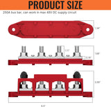Heavy Duty 400A Bus Bar 12V 48V DC Waterproof Power Distribution Block with 4 x 3/8" Studs Automotive Marine Battery Terminal Distribution Block with Cover - Negative&Positive
