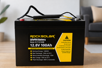 ROCKSOLAR 12.8V 100Ah Deep Cycle Lithium Battery (LIFEPO4)