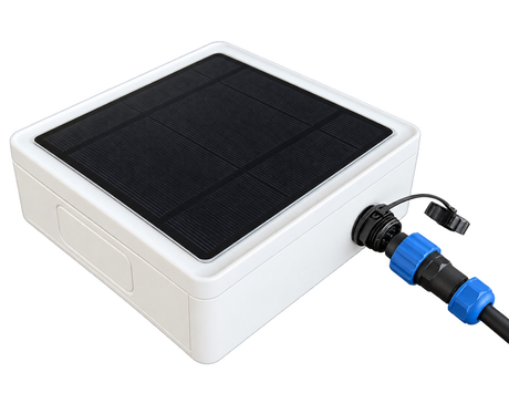 ROCKSOLAR Solar Pump Remote Gateway showing solar panel and sensor connection