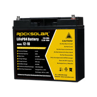 Batería de litio de ciclo profundo ROCKSOLAR de 12 V y 18 Ah (LIFEPO4)